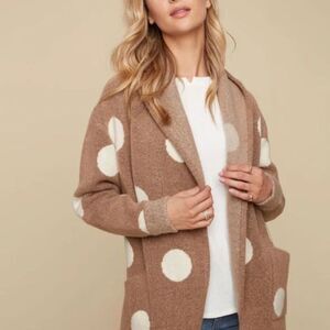 Charlie B polka dot cardigan sweater in honey